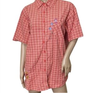 DISNEY 90s Vintage Winnie The Pooh & Piglet Embroidery Cotton Plaid 22W/24W